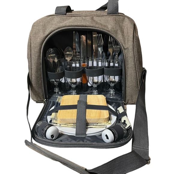 NWOT California Picnic All-in-One Shoulder Insulated Bag 4-Piece Cutlery Cheese! - Picture 4 of 15